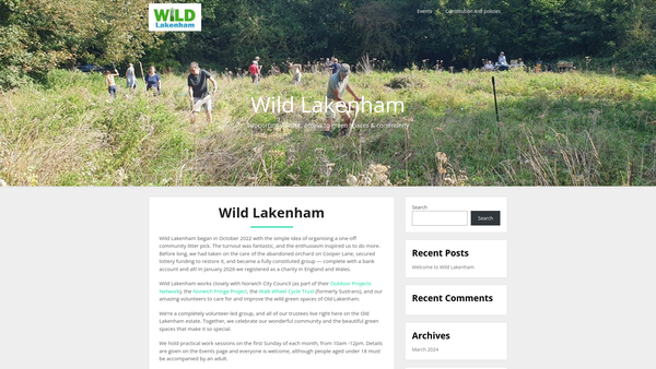 Screenshot of the Wild Lakenham website