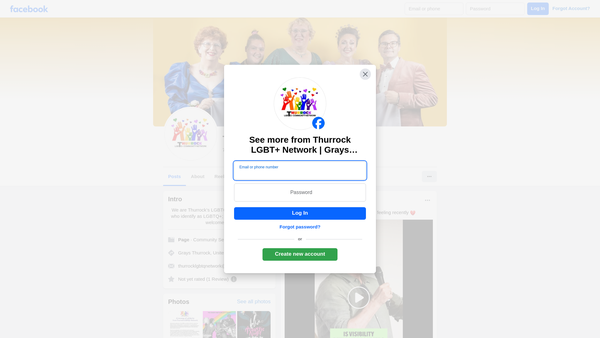 Screenshot of the Thurrock LGBTQ+ Network website