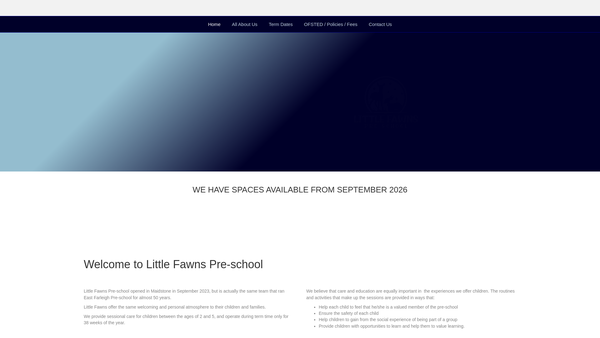 Screenshot of the Little Fawns Pre-School website
