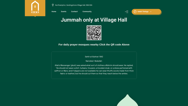 Screenshot of the Hardingstone And Wootton Muslim Society website