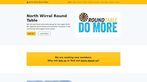 Screenshot of the North Wirral Round Table No. 311 Charity website