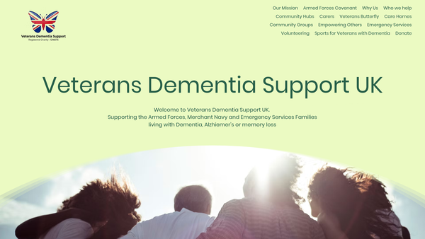 Screenshot of the Veterans Dementia Support UK website