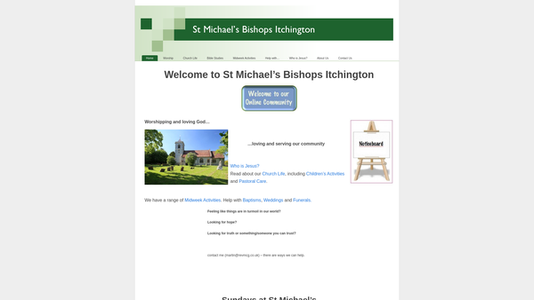 Screenshot of the St Michaels Bishops Itchington website