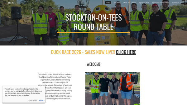 Screenshot of the Stockton-On-Tees Round Table 35 Charitable Activities website
