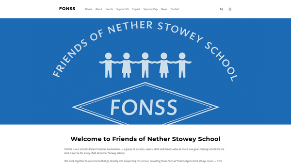 Screenshot of the Friends Of Nether Stowey School (Fonss) website