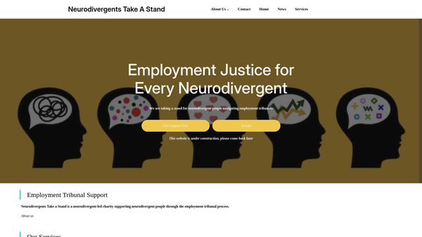 Screenshot of the Neurodivergents Take A Stand website