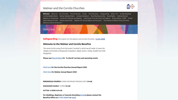 Screenshot of the The Parochial Church Council Of The Ecclesiastic Parish Of The Cornilo Churches In The Diocese Of Canterbury website