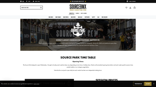 Screenshot of the Source Park Hastings website