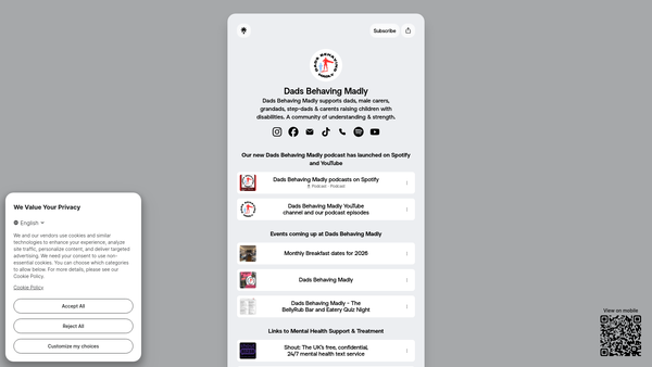Screenshot of the Dads Behaving Madly website
