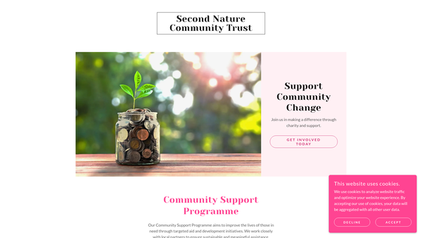 Screenshot of the Second Nature Community Trust website