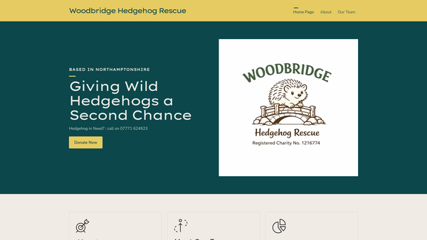 Screenshot of the Woodbridge Hedgehog Rescue website