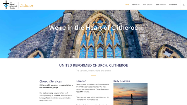Screenshot of the Clitheroe United Reformed Church Charity website