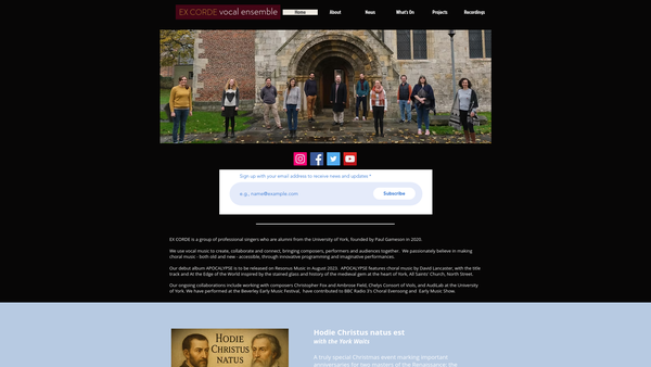 Screenshot of the Ex Corde Music Foundation website