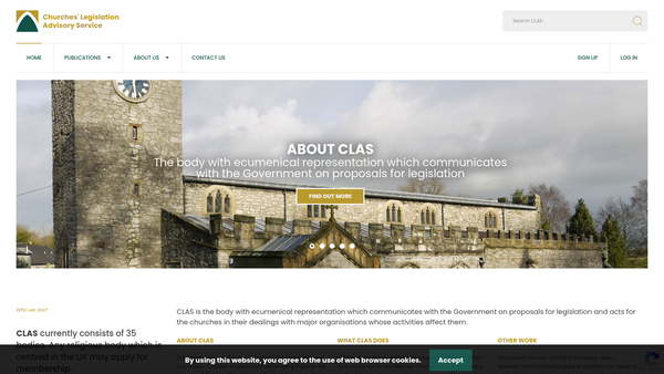 Screenshot of the Churches' Legislation Advisory Service (Clas) website