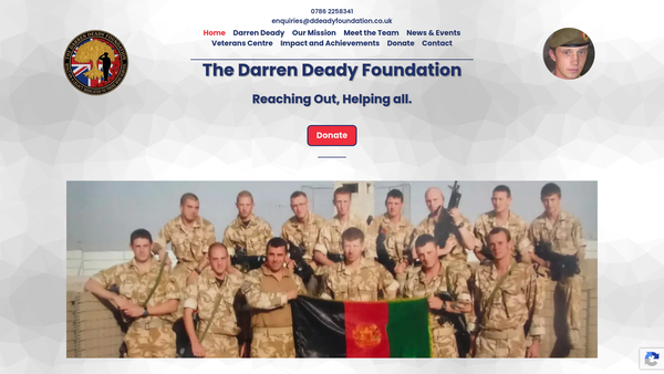 Screenshot of the The Darren Deady Foundation website