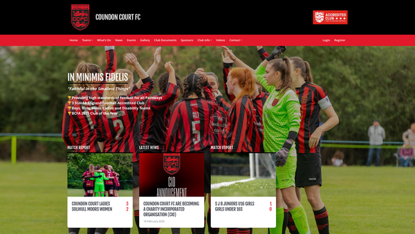Screenshot of the Coundon Court Football Club website