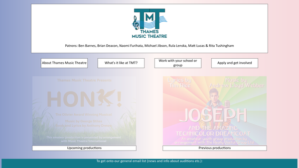 Screenshot of the Thames Music Theatre website