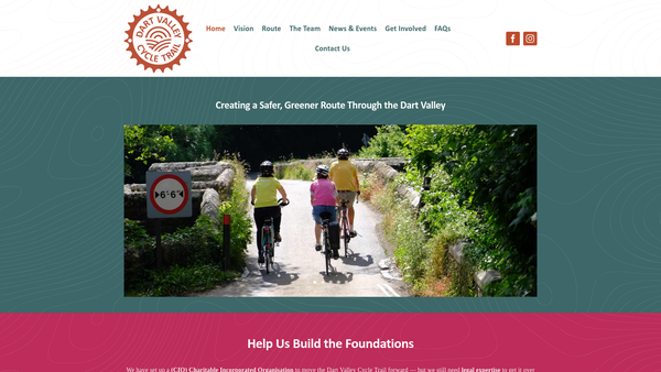 Screenshot of the The Dart Valley Cycle Trail website