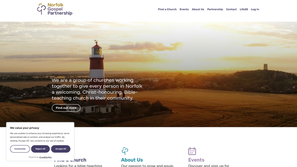 Screenshot of the The Norfolk Gospel Partnership website