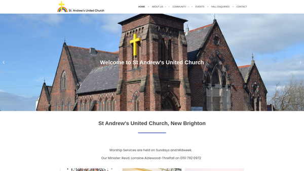 Screenshot of the St. Andrew's United Church, New Brighton website