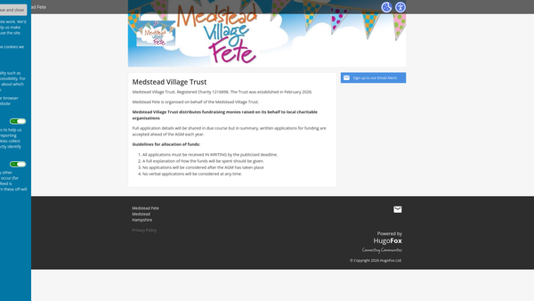 Screenshot of the The Medstead Village Trust website