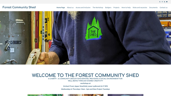 Screenshot of the Forest Community Shed website