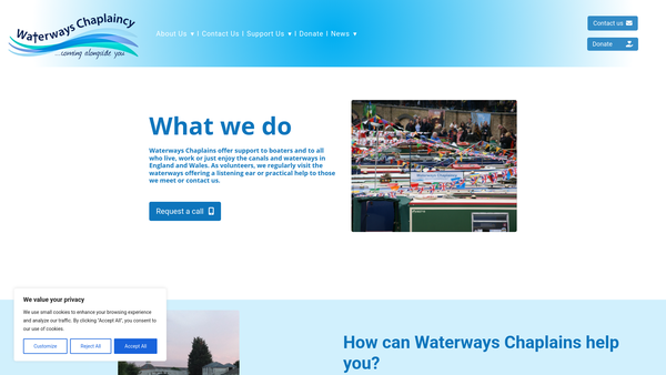 Screenshot of the Waterways Chaplaincy website