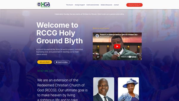 Screenshot of the Rccg Holy Ground Blyth website