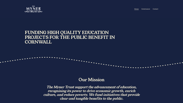 Screenshot of the The Myner Trust website