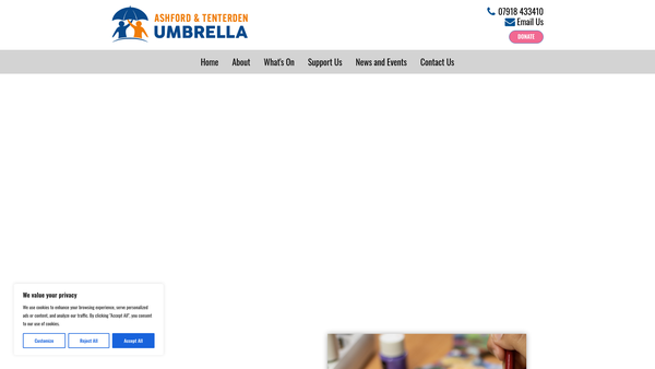 Screenshot of the Ashford & Tenterden Umbrella website