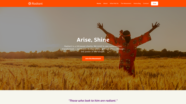 Screenshot of the Radiant Evangelistic Association website