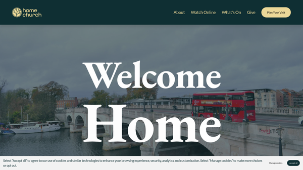 Screenshot of the Home Church Kingston website