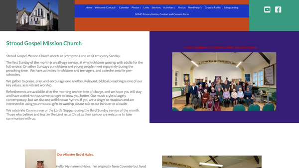 Screenshot of the Strood Gospel Mission Church website