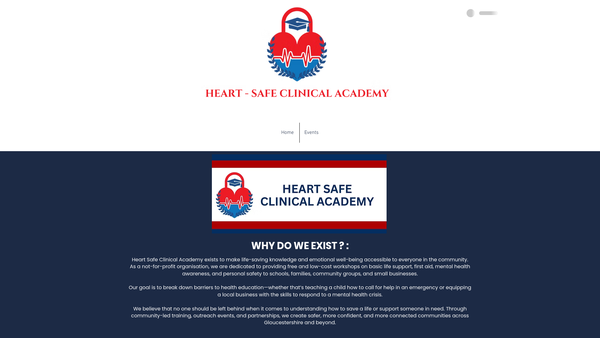 Screenshot of the Heart Safe Clinical Academy website