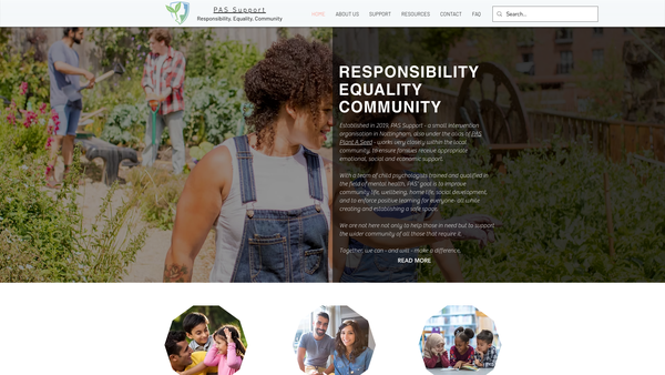 Screenshot of the Pas Support website