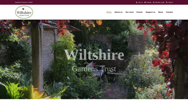 Screenshot of the Wiltshire Gardens Trust website