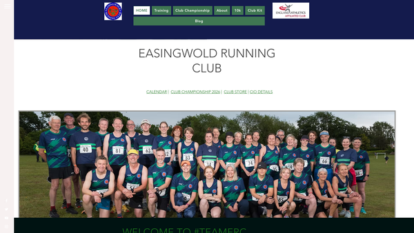 Screenshot of the Easingwold Running Club website