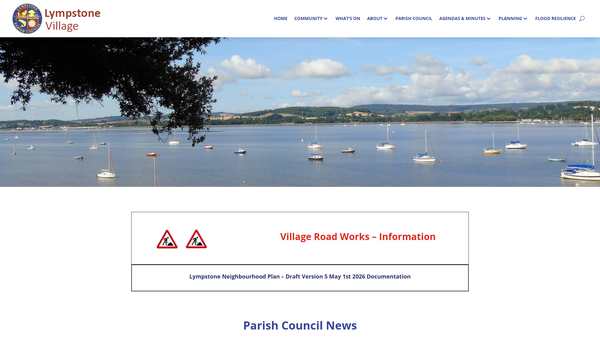 Screenshot of the Lympstone Youth Community Hub Charity website