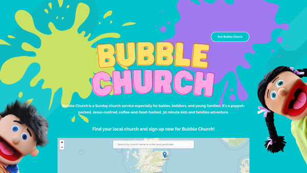 Screenshot of the Bubble Church website