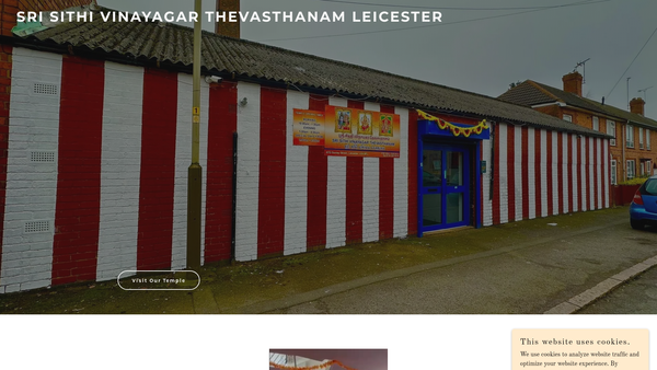 Screenshot of the Sri Sithi Vinayagar Thevasthanam Leicester website