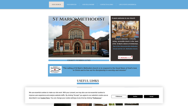 Screenshot of the St Mark's Methodist Church, Cheltenham website