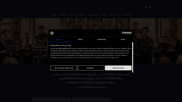 Screenshot of the Antiphon Chamber Choir website