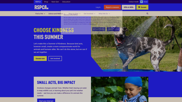 Screenshot of the Royal Society For The Prevention Of Cruelty To Animals Cheltenham And East Gloucestershire Branch CIO website