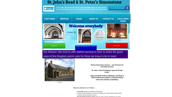 Screenshot of the The Parochial Church Council Of The Ecclesiastical Parish Of St John's Read And St Peter's Simonstone In The Diocese Of Blackburn website