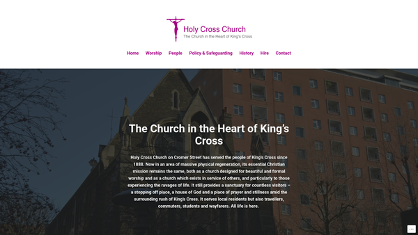 Screenshot of the Parish Of Holy Cross With St Jude And St Peter, St Pancras website