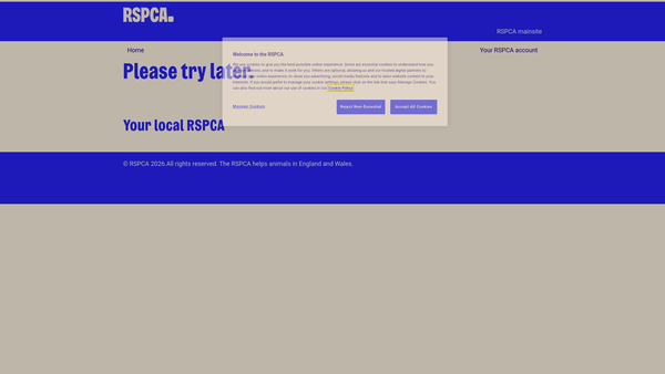 Screenshot of the Royal Society For The Prevention Of Cruelty To Animals West Gwynedd Branch CIO website