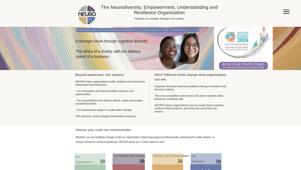 Screenshot of the Neuro - The Neurodiversity, Empowerment, Understanding And Resilience Organisation website