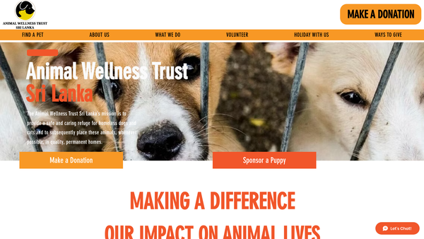 Screenshot of the Animal Wellness Trust UK website