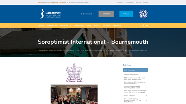 Screenshot of the Soroptimist International Of Bournemouth CIO website