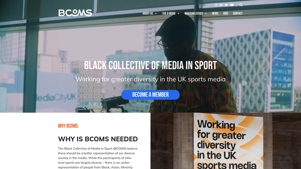 Screenshot of the The Black Collective Of Media In Sport website
